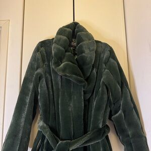 Dennis Basso Faux Mink Coat with Shawl Pine Needle X-Large